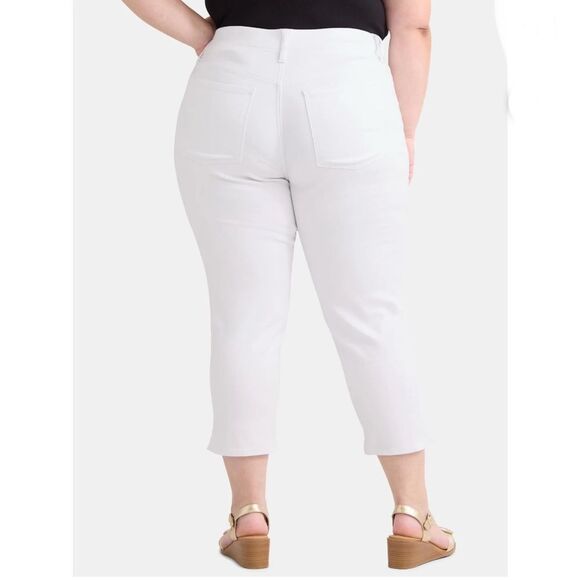 Women's White Plus High Rise Capri Jeggings Pants Size 4X - Picture 5 of 6